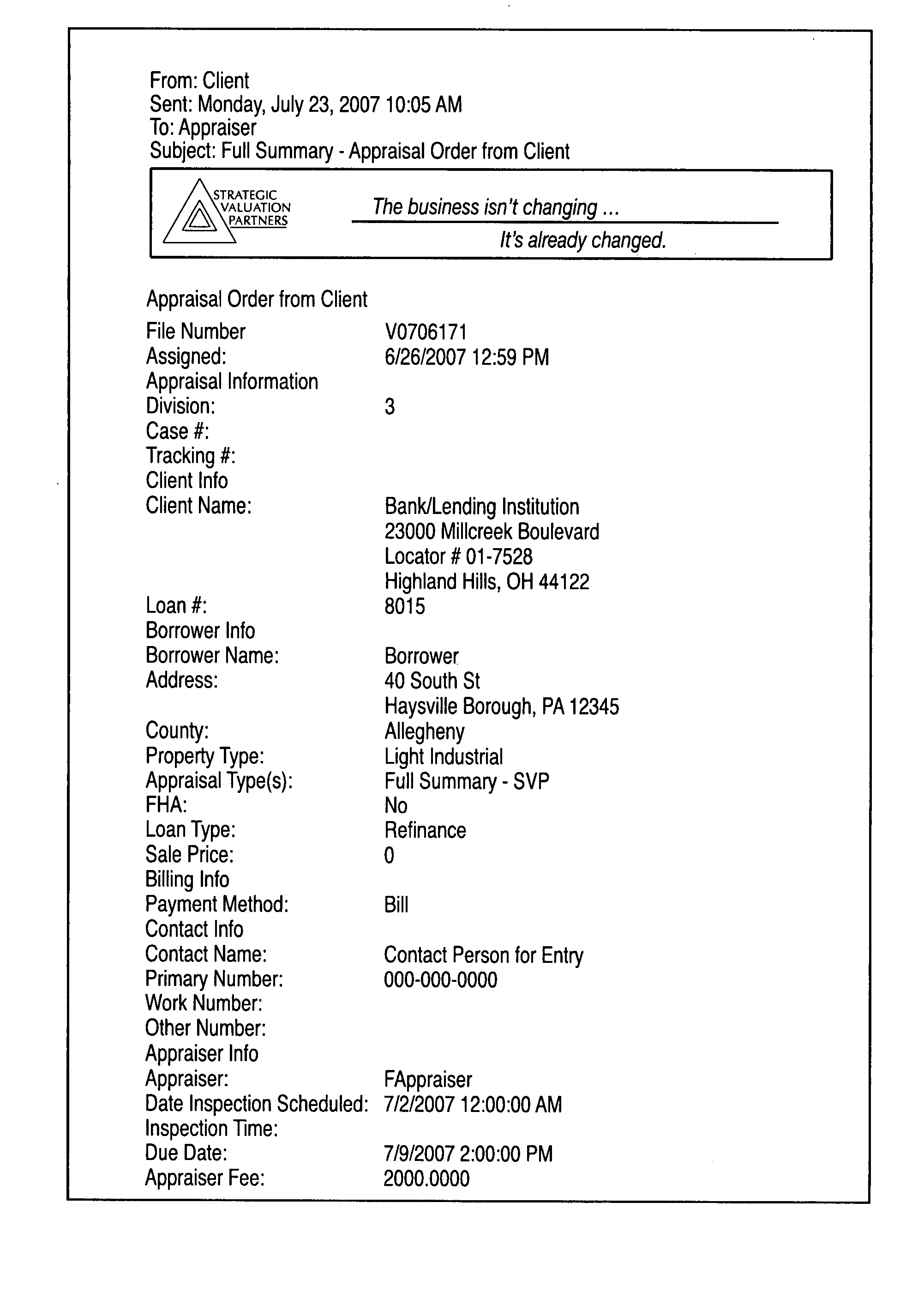 Method for facilitating the ordering, completion and delivery of real estate appraisals