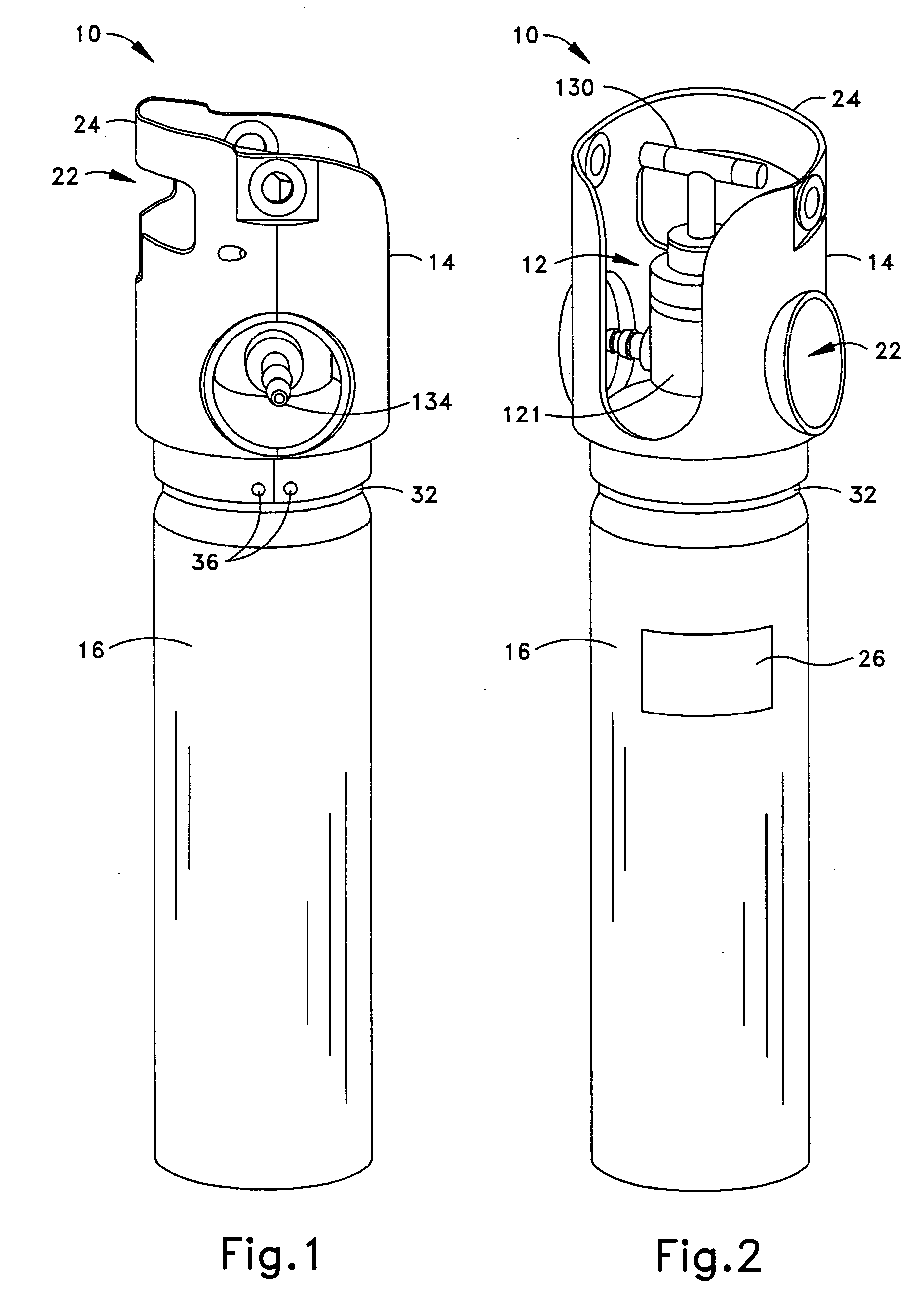 Protected integral gas cylinder with manual on/off and flow control valve