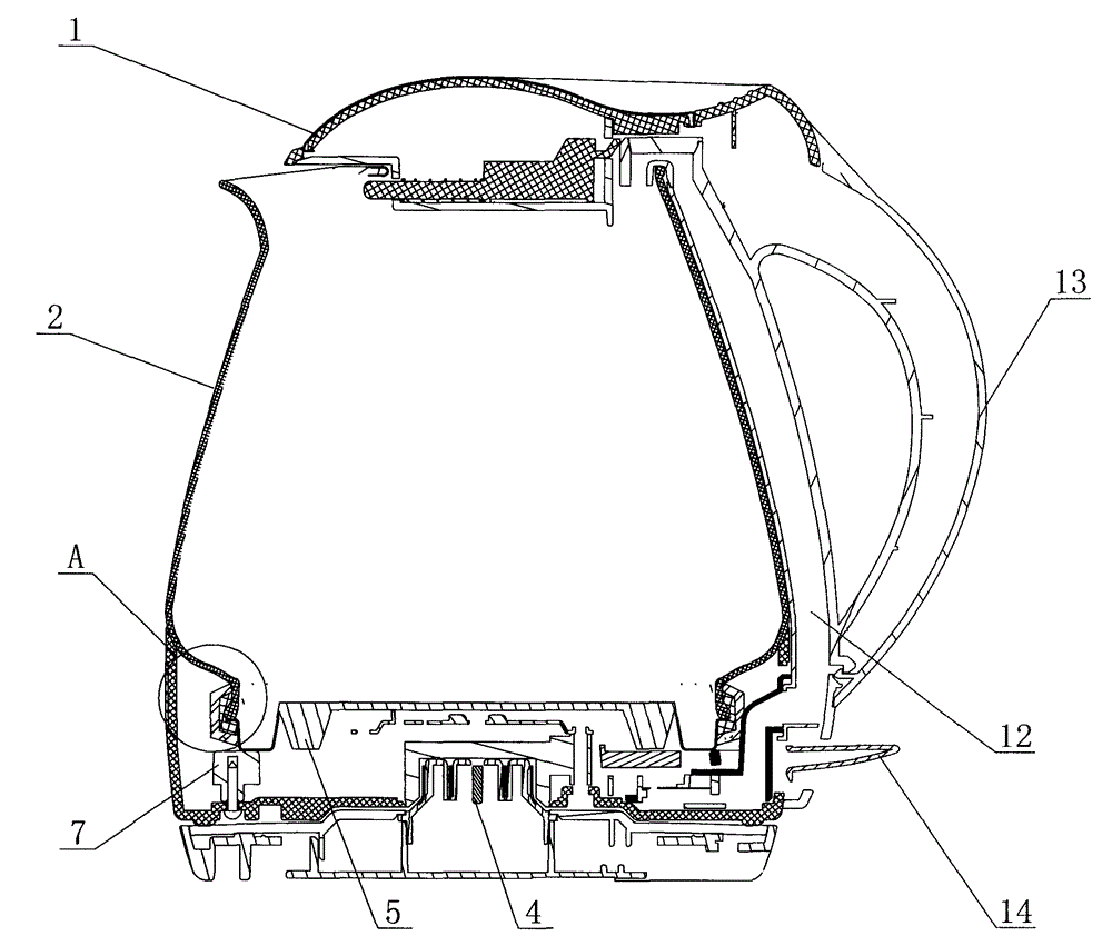 Sealing structure of electric kettle