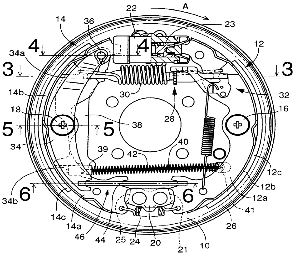 Dual-mode drum brake having parking lever pivotable about an axis perpendicular to backing plate