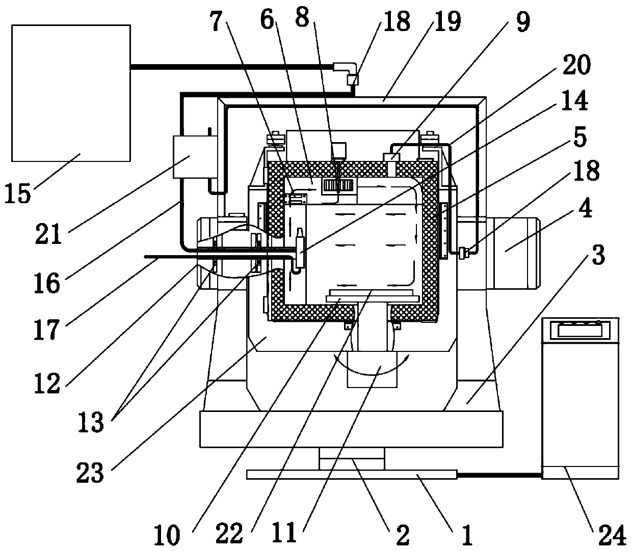 Air vortex tube refrigeration shaft rotating environment test equipment