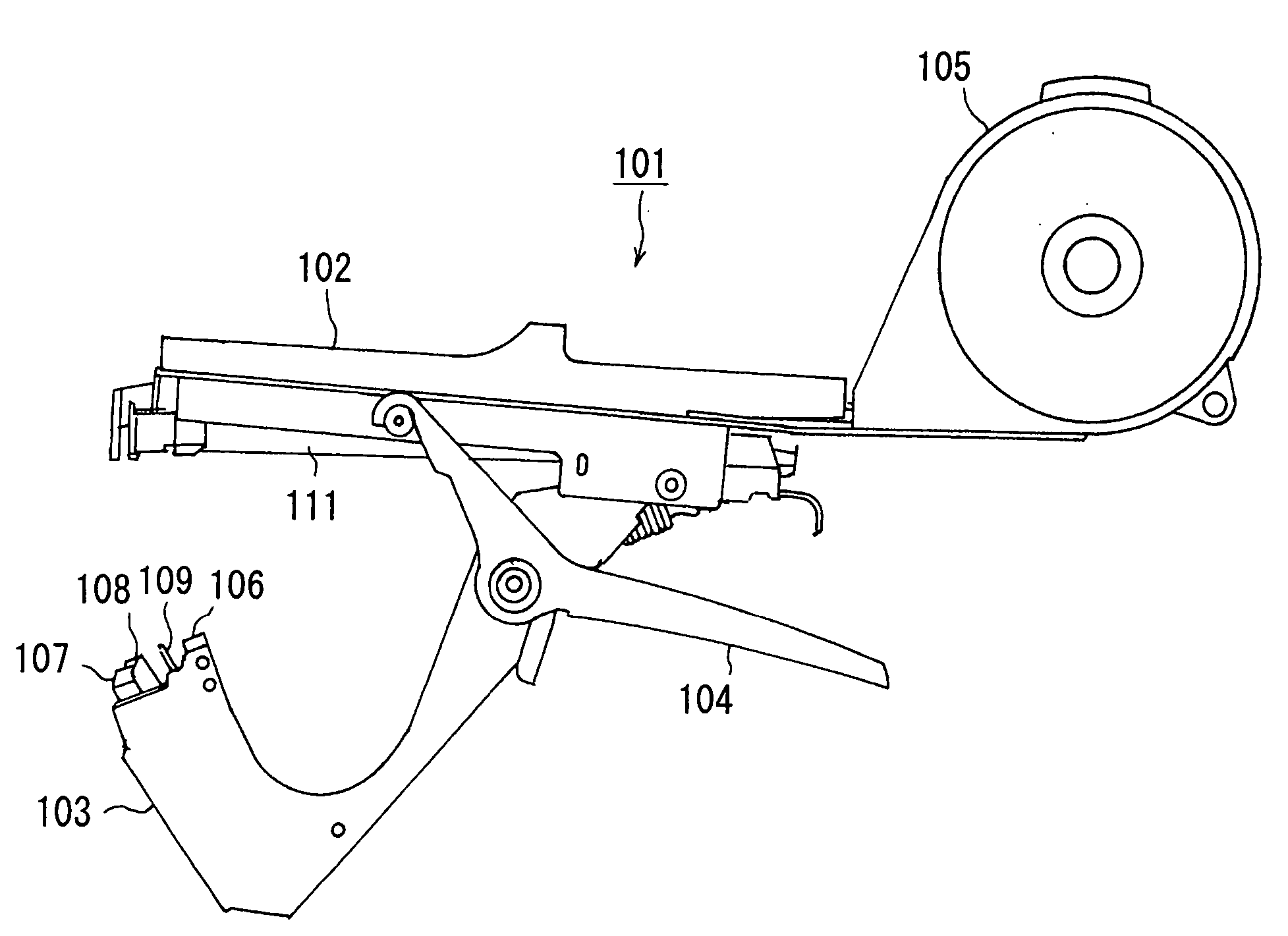 Tape guide device for gardening buncher