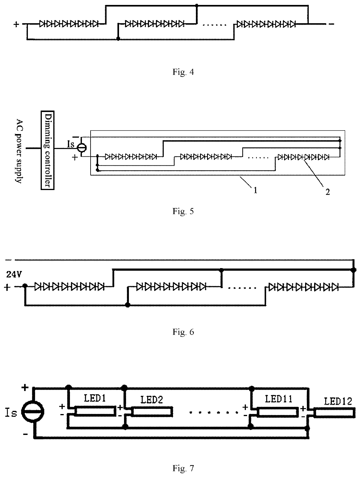 Constant-current and constant-voltage connection method for LED lamps and dimmable low-loss LED lamp