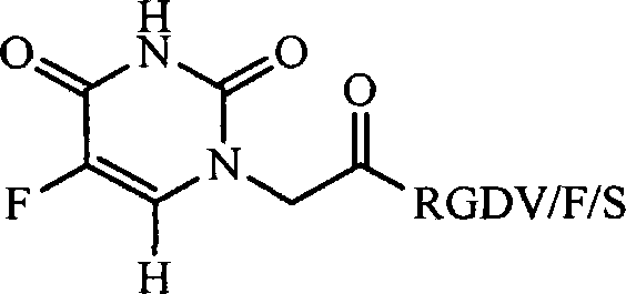 RGD modified 5-fluorouracil and preparation method, nanostructure, activity and application thereof