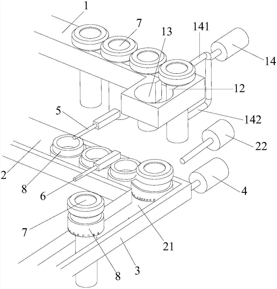 A device for realizing automatic socketing of T-shaped welding studs and ceramic rings