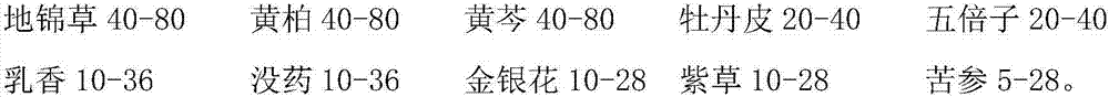 Traditional Chinese medicine composition for treating bedsore in clinical care