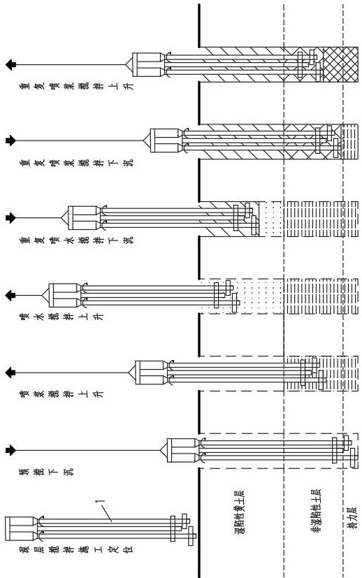 Construction method for eliminating collapsibility of cement stirring insertion pile in collapsible loess area