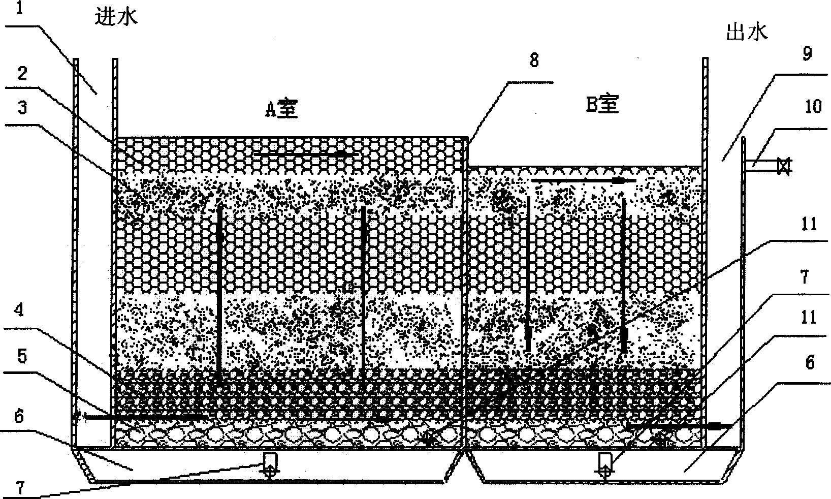 Artificial reinforced land percolation sewage treatment apparatus