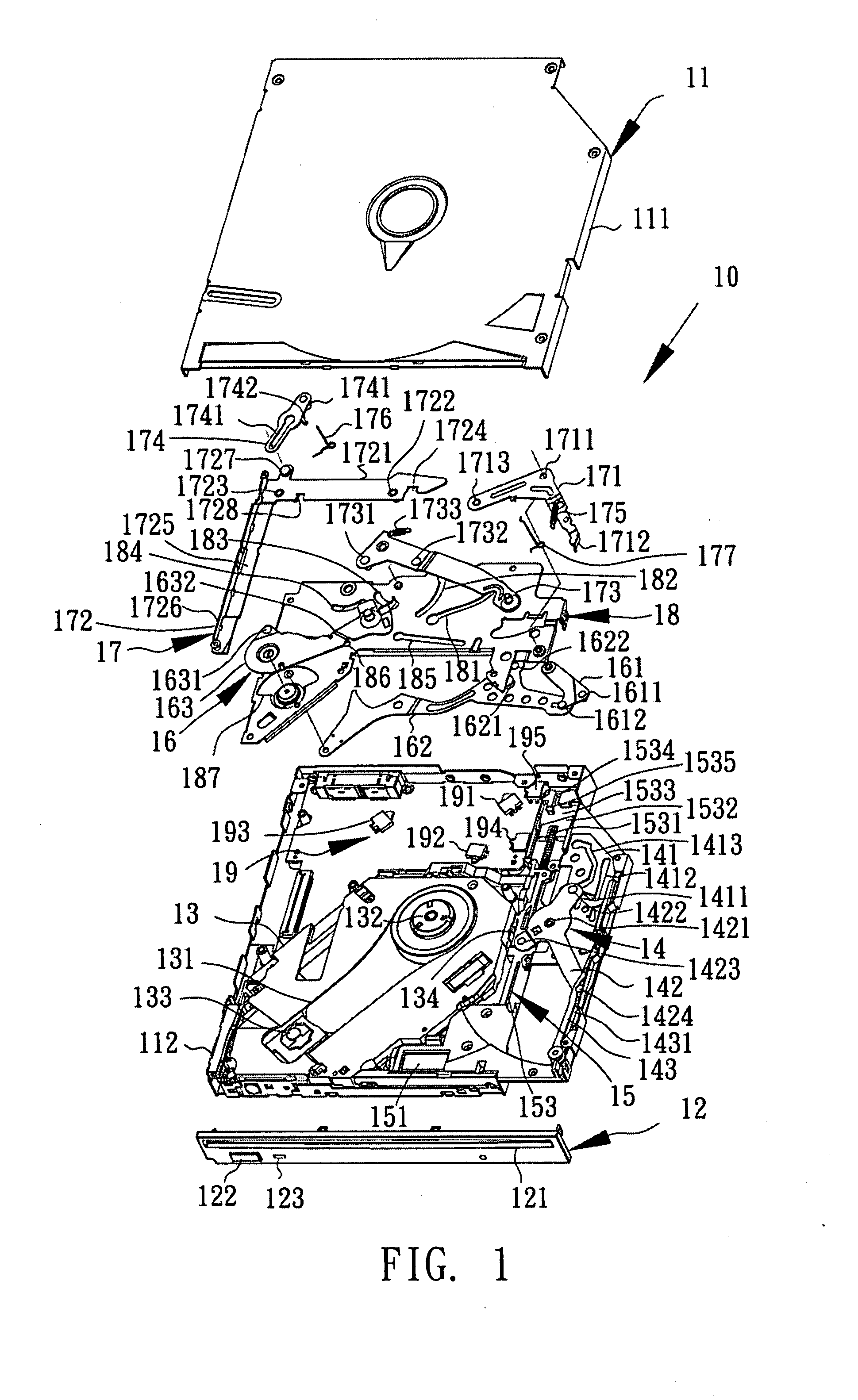 Slot-in disk drive device and method