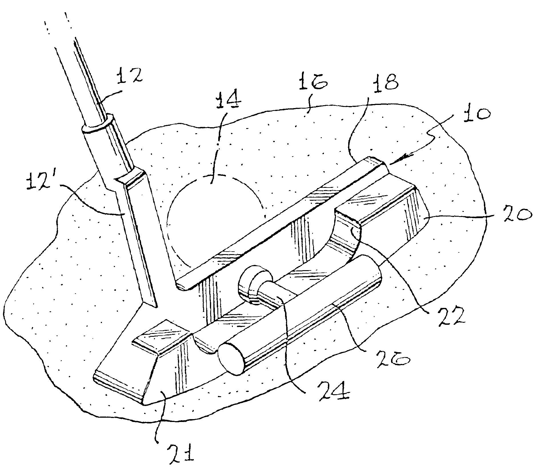 Golf putter having spaced weight member