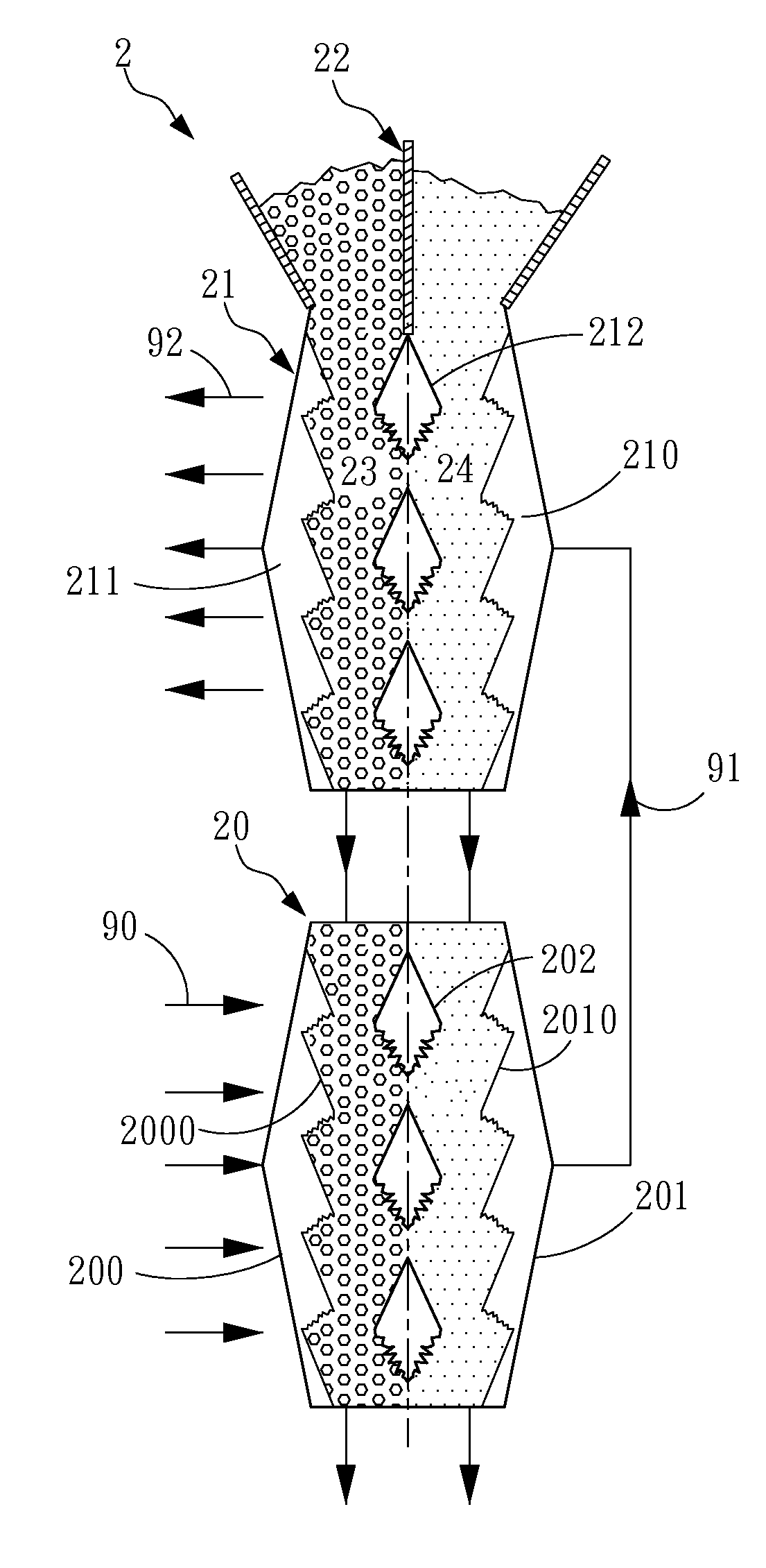 Multiple-stage granular moving bed apparatus