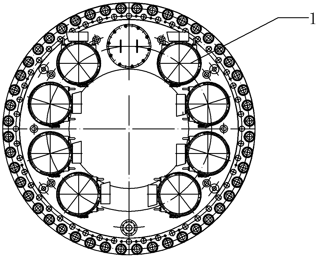 Main driving mechanism of six-arm cutterhead used for shield machine