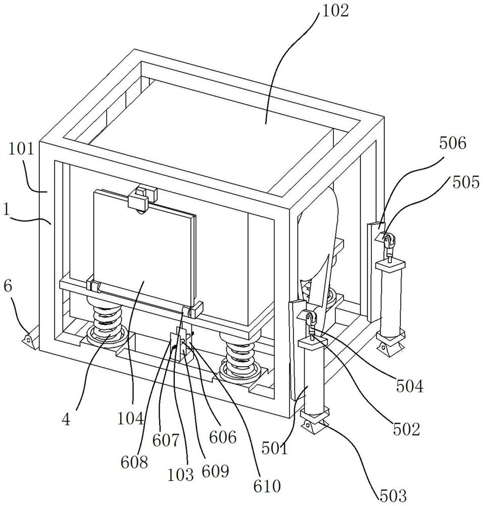 Isolation washing device capable of discharging materials from side inlet and front outlet