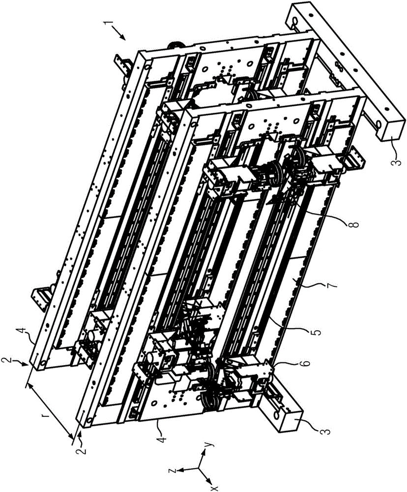 Crossmember unit for a test apparatus for printed circuit boards, and test apparatus having said crossmember unit