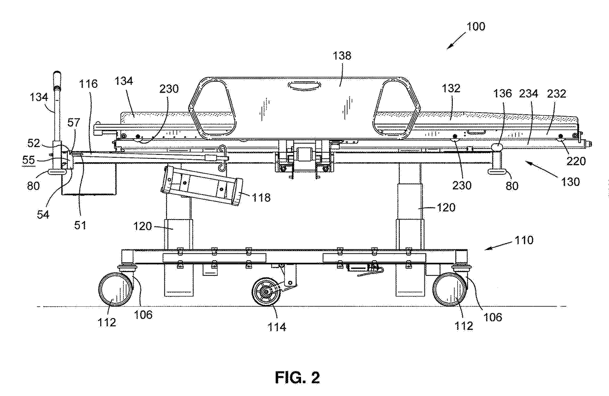 Electrically actuated wheeled stretcher system