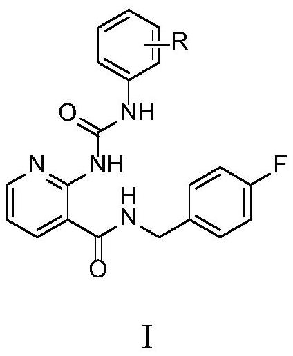 2-arylureido-N-(4-fluorobenzyl)nicotinamide compound and application thereof