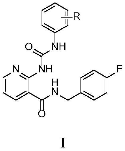 2-arylureido-N-(4-fluorobenzyl)nicotinamide compound and application thereof