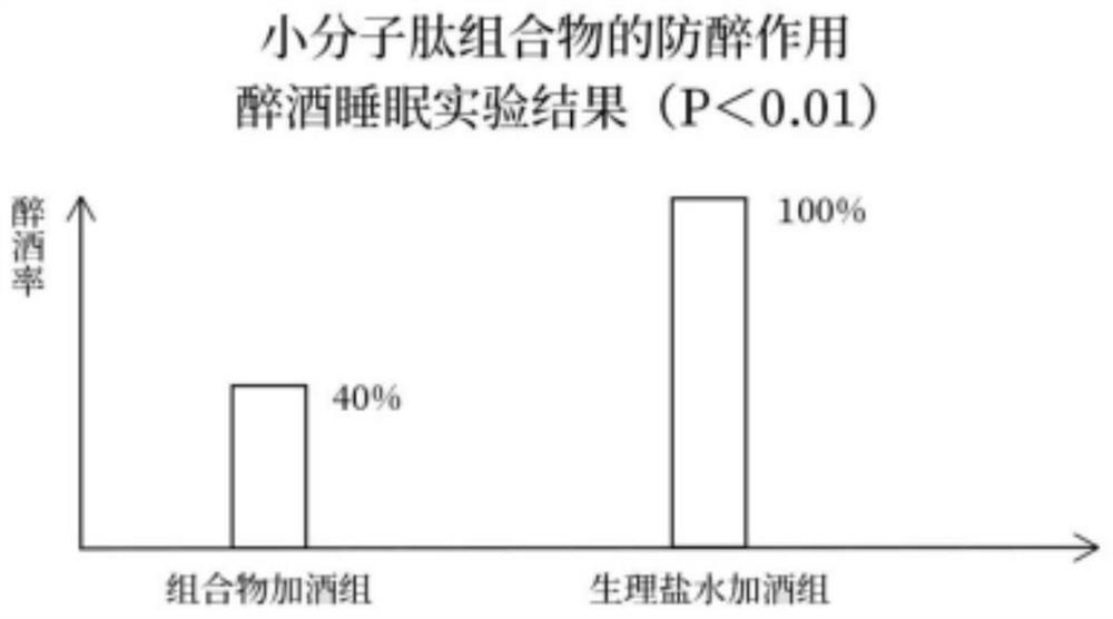 Small molecule peptide composition with functions of preventing drunkenness and dispelling effects of alcohol