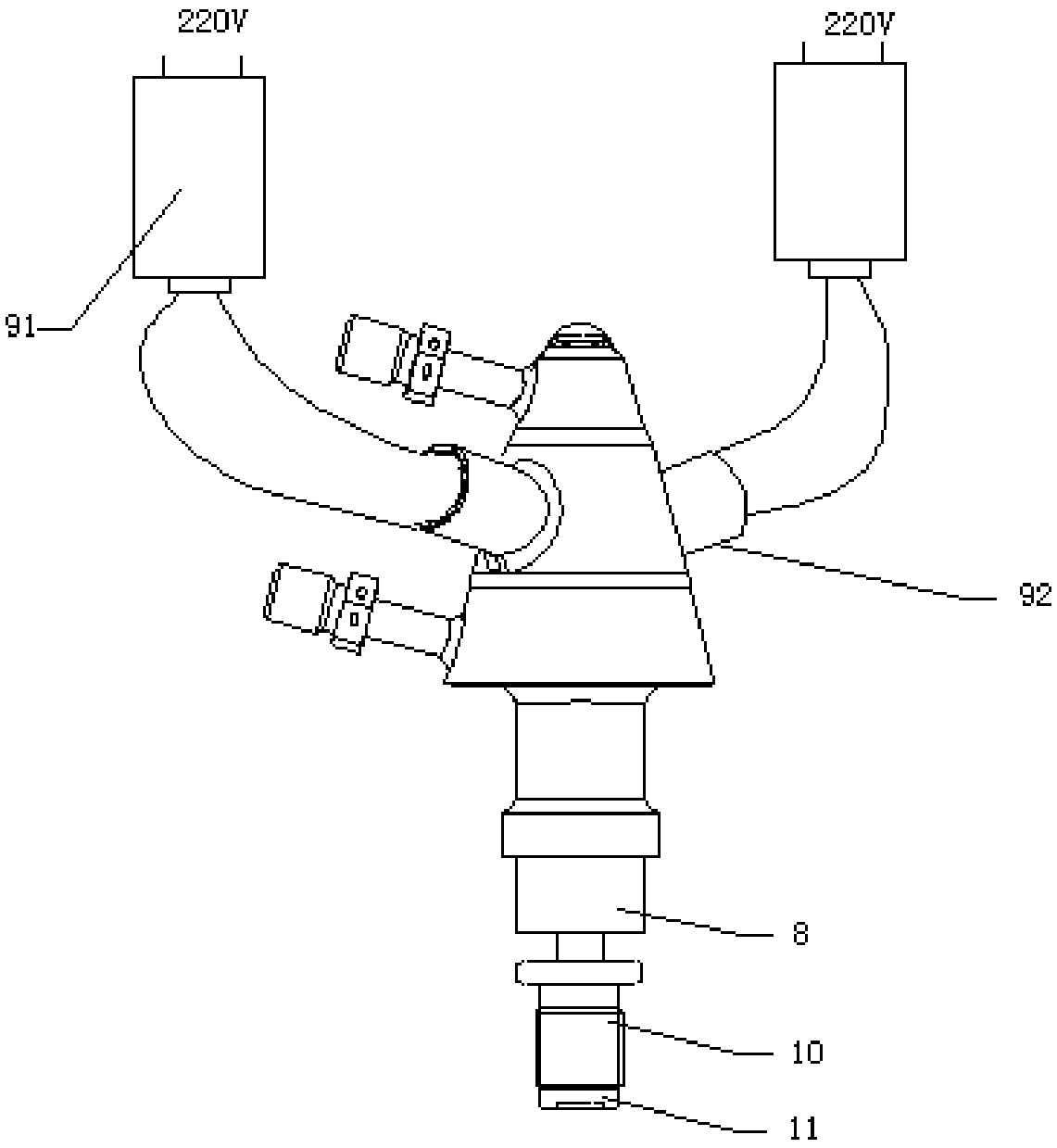 Torch type electric ignition device for gaseous hydrogen and gaseous oxygen