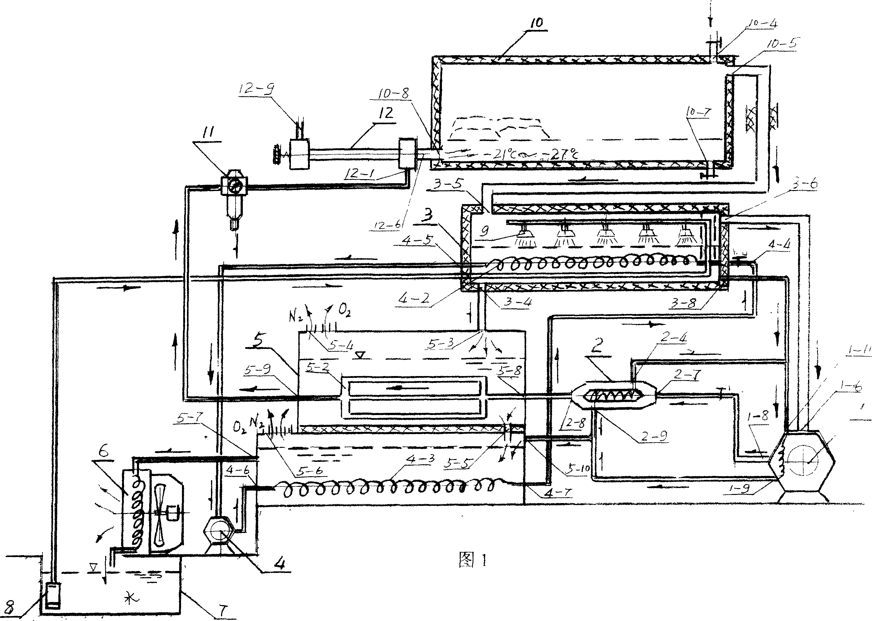 Multifunction air-conditioning refrigeration freshness retaining system of air refrigeration