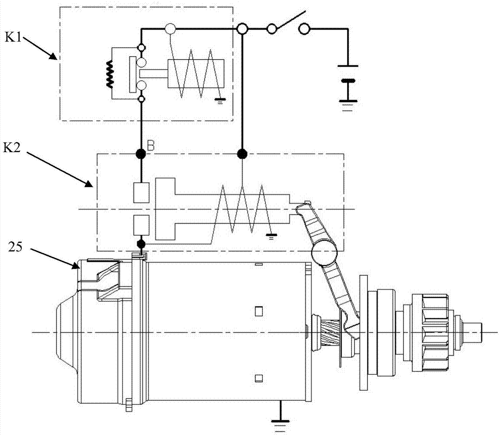 Combined structure of electromagnetic switch and relay and start-stop motor using structure