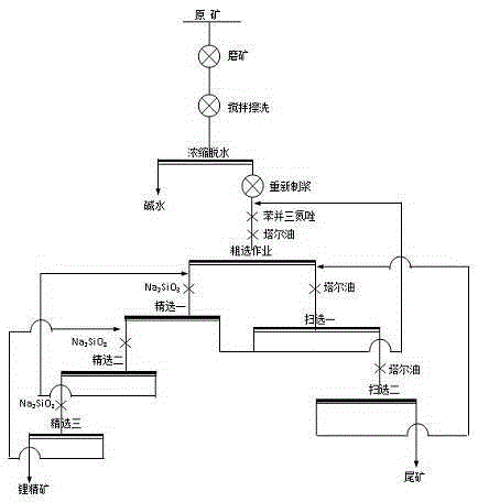 A kind of beneficiation method of lithium ore