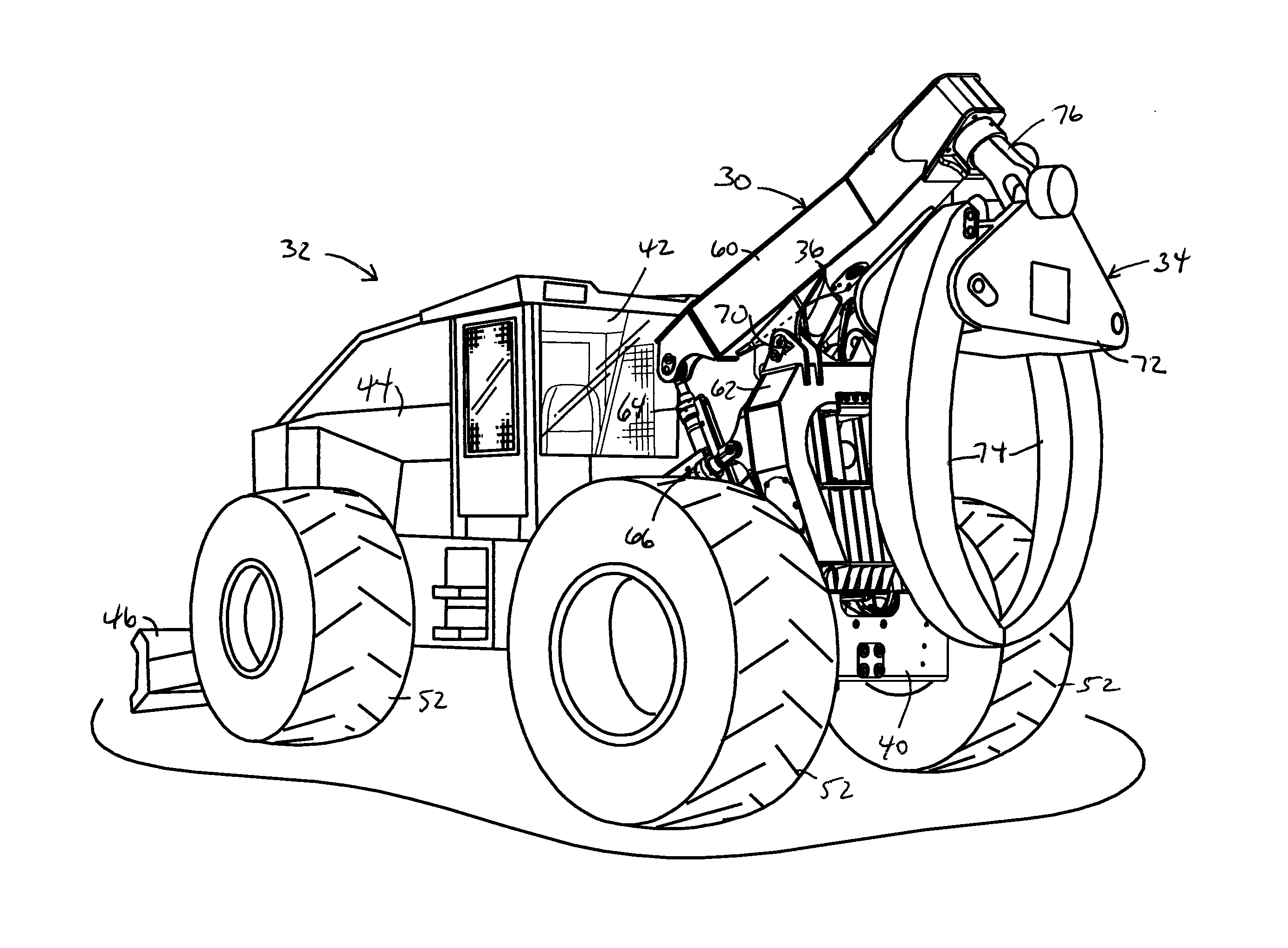 Work vehicle boom assembly providing improved visability