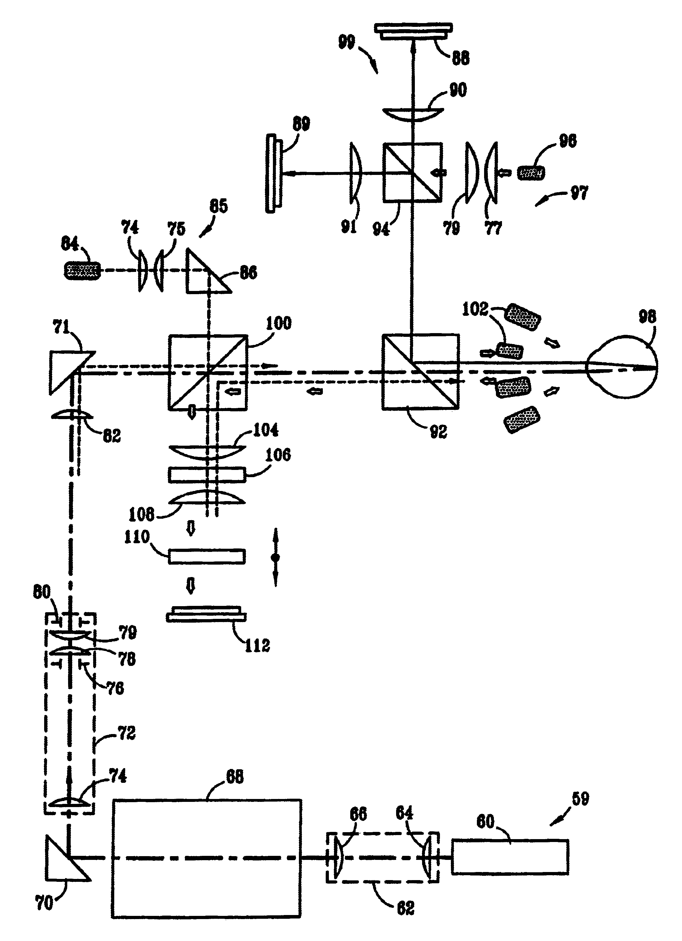 Device for measuring aberration refraction of the eye