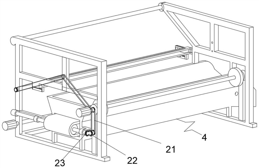 Automatic discharging and excess material winding synchronous device for insole production