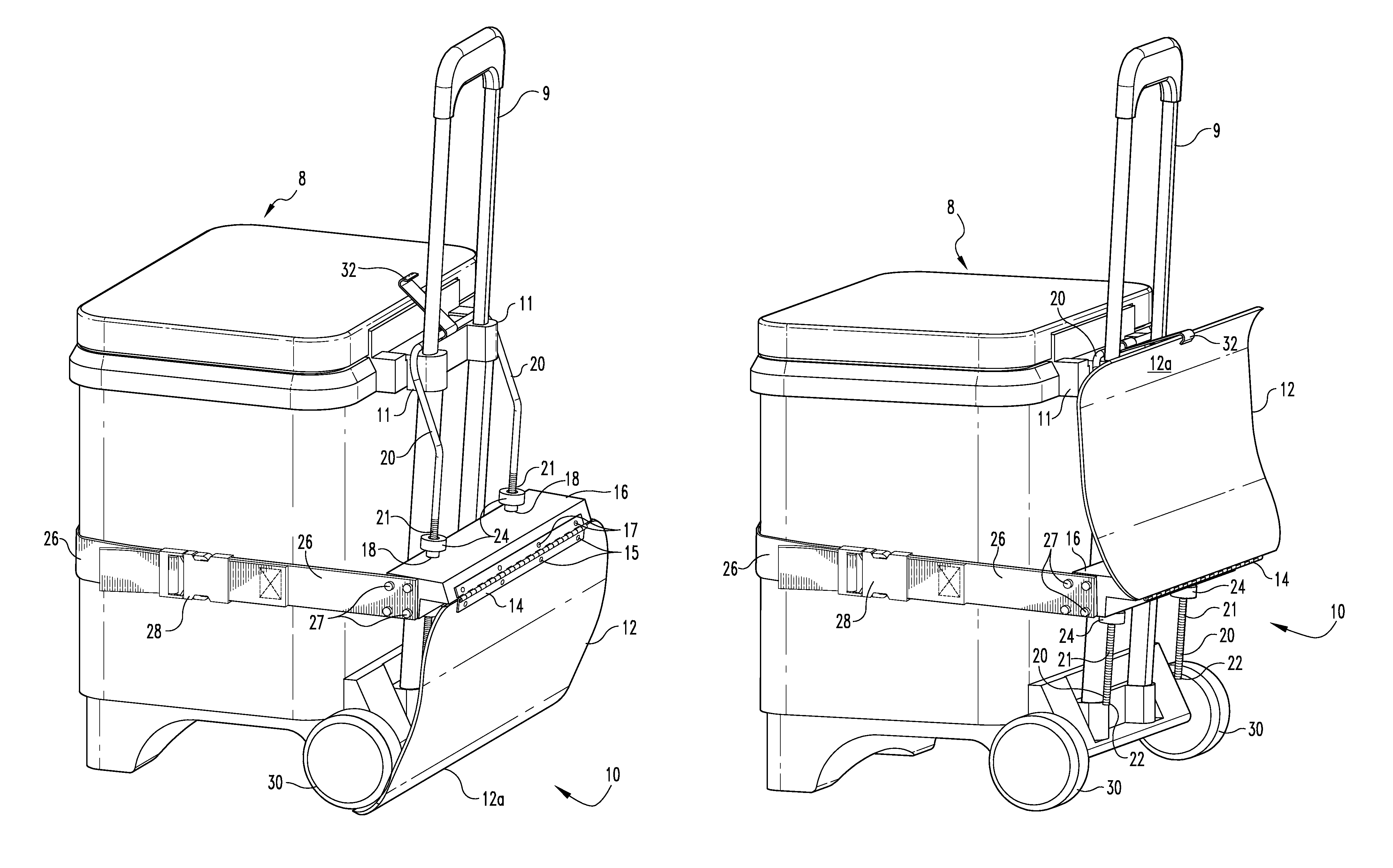 Ski attachment for a portable cooler