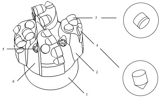 A plowing type PDC drill bit suitable for hard formations