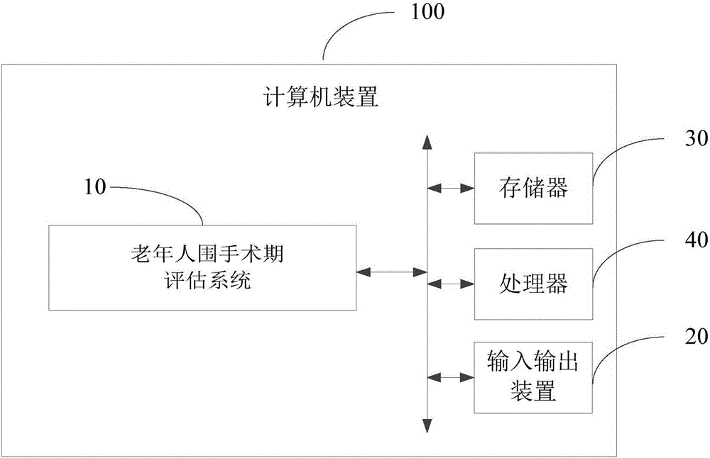 Assessment system and method for perioperative period of old people