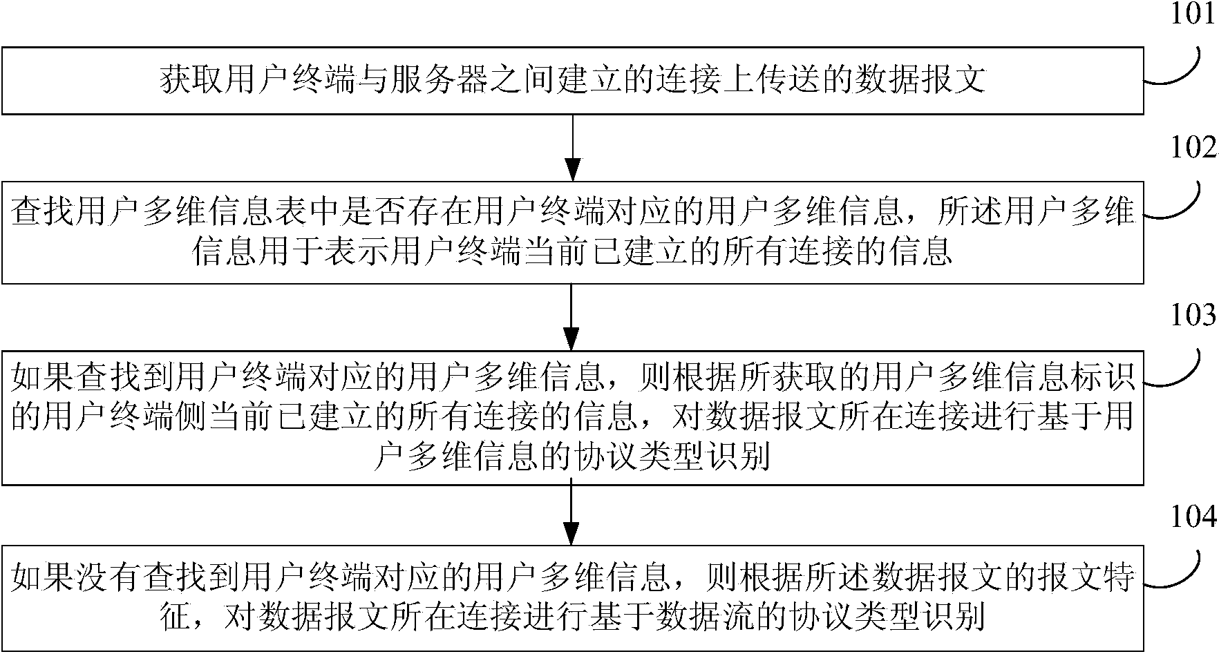 Identification method and device for protocol type