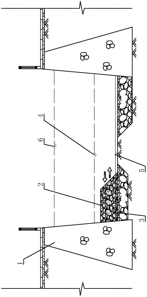 Staggered-foot beam-shaped ecological river course between tidal river sections