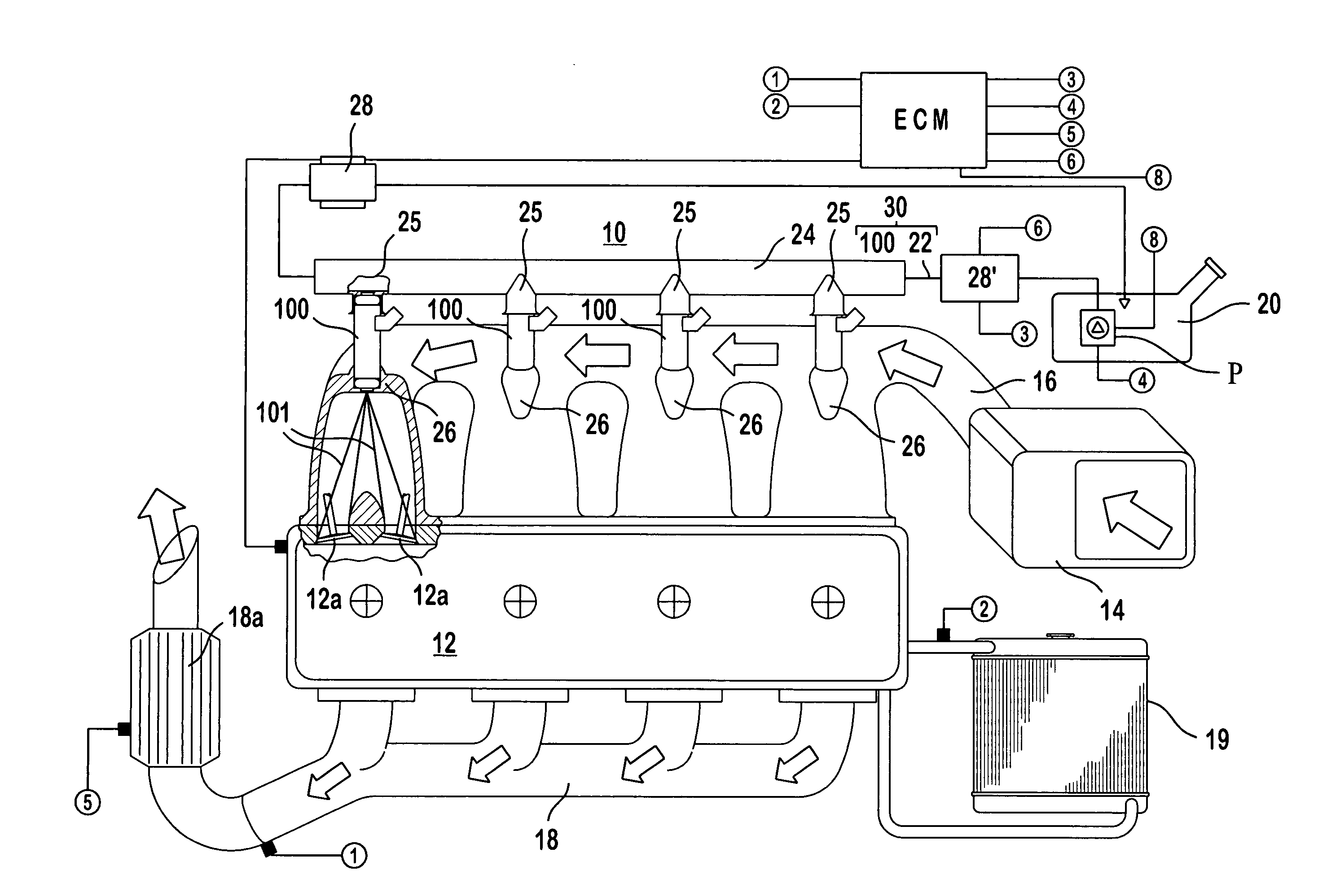 Reduction in hydrocarbon emission via spray pattern control through fuel pressure control in fuel injection systems