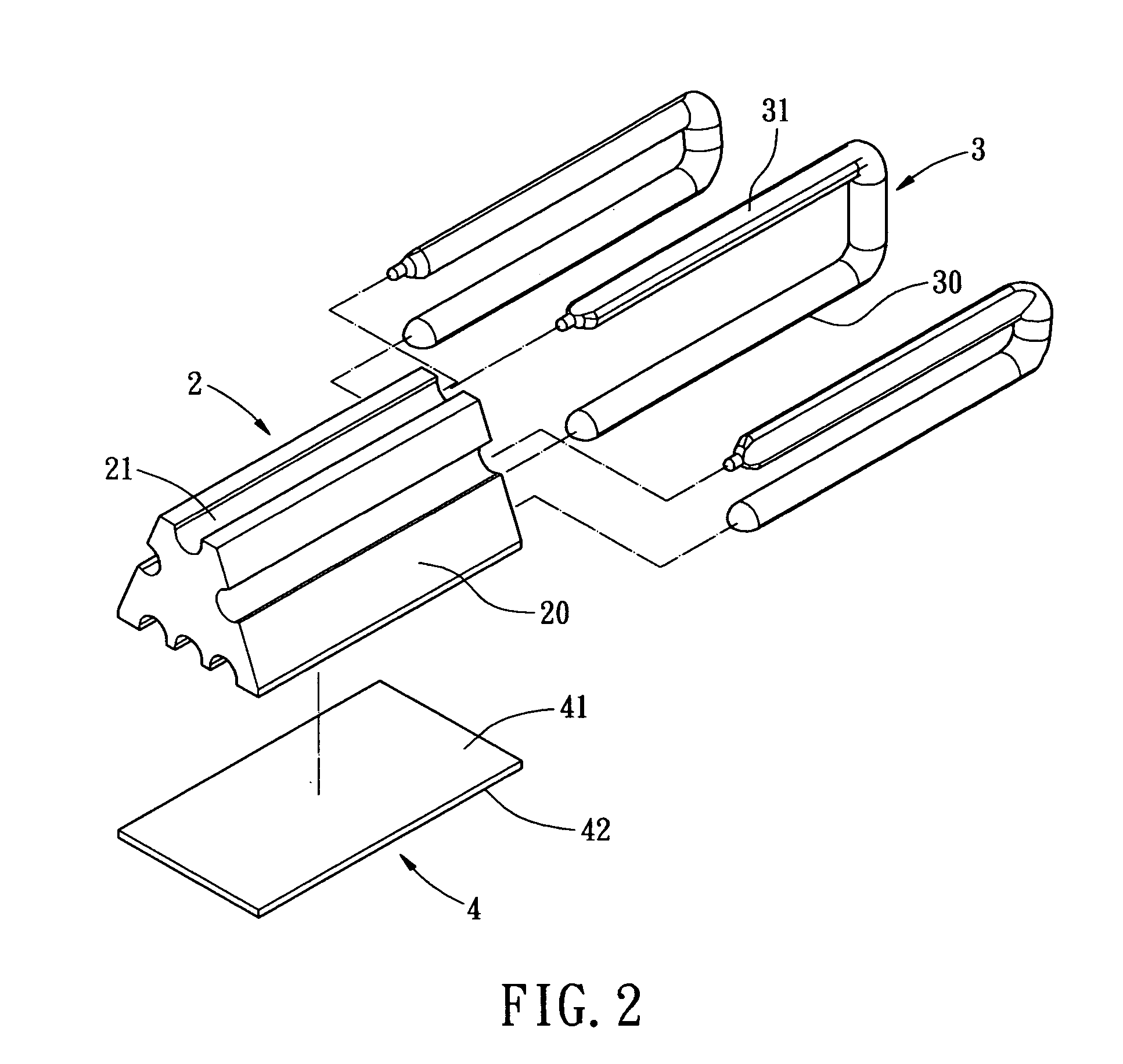 Heat pipe heat sink with holeless fin module