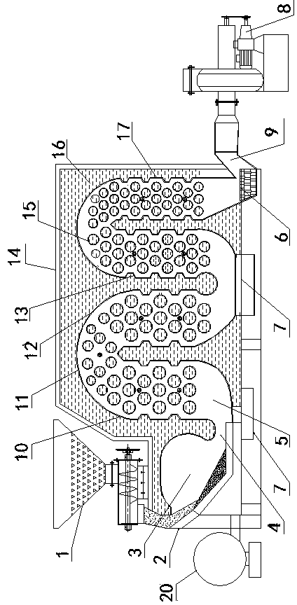 Multi-return-stroke heat-exchanging type biomass boiler