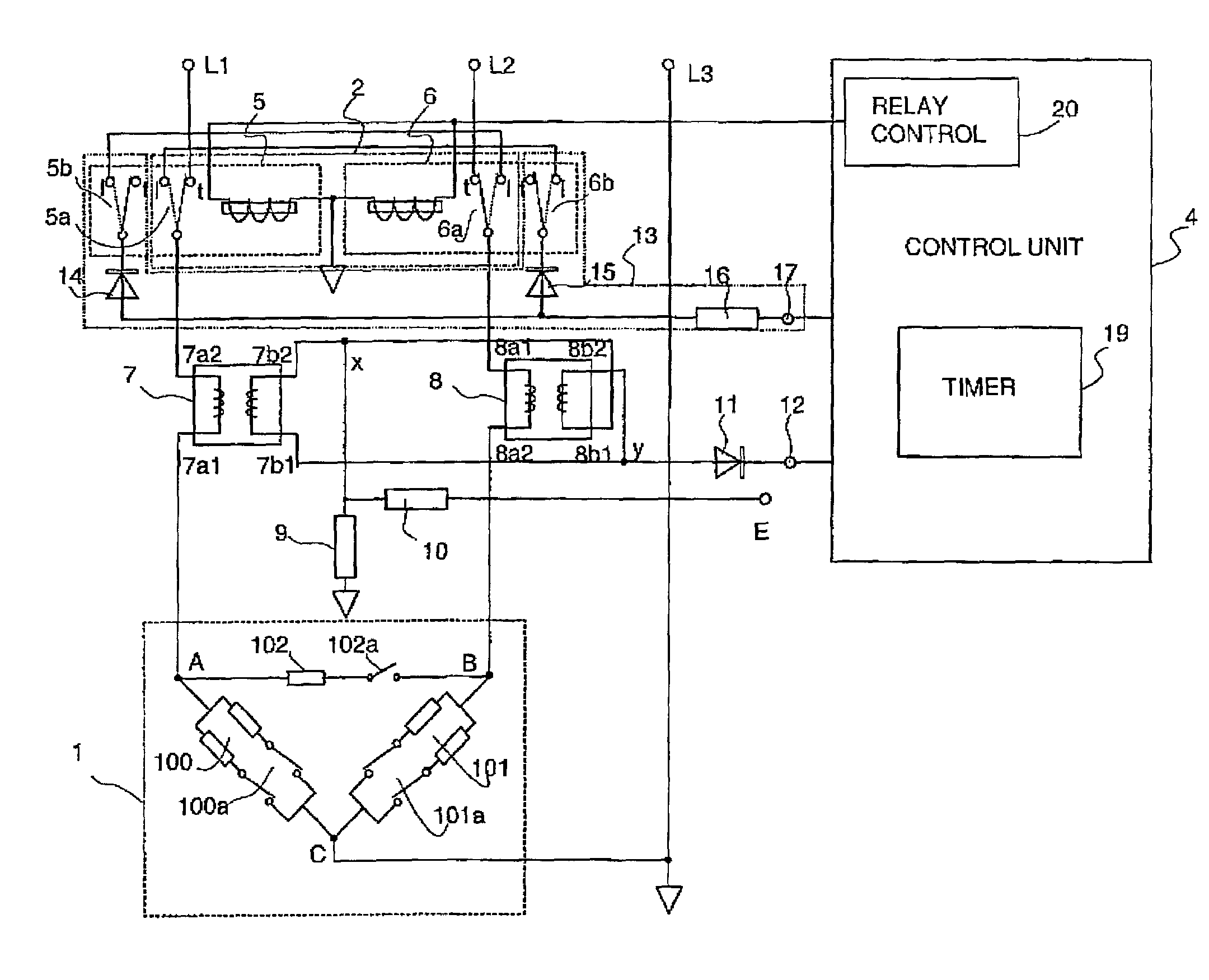 Safety device for a delta-connected three-phase electric appliance