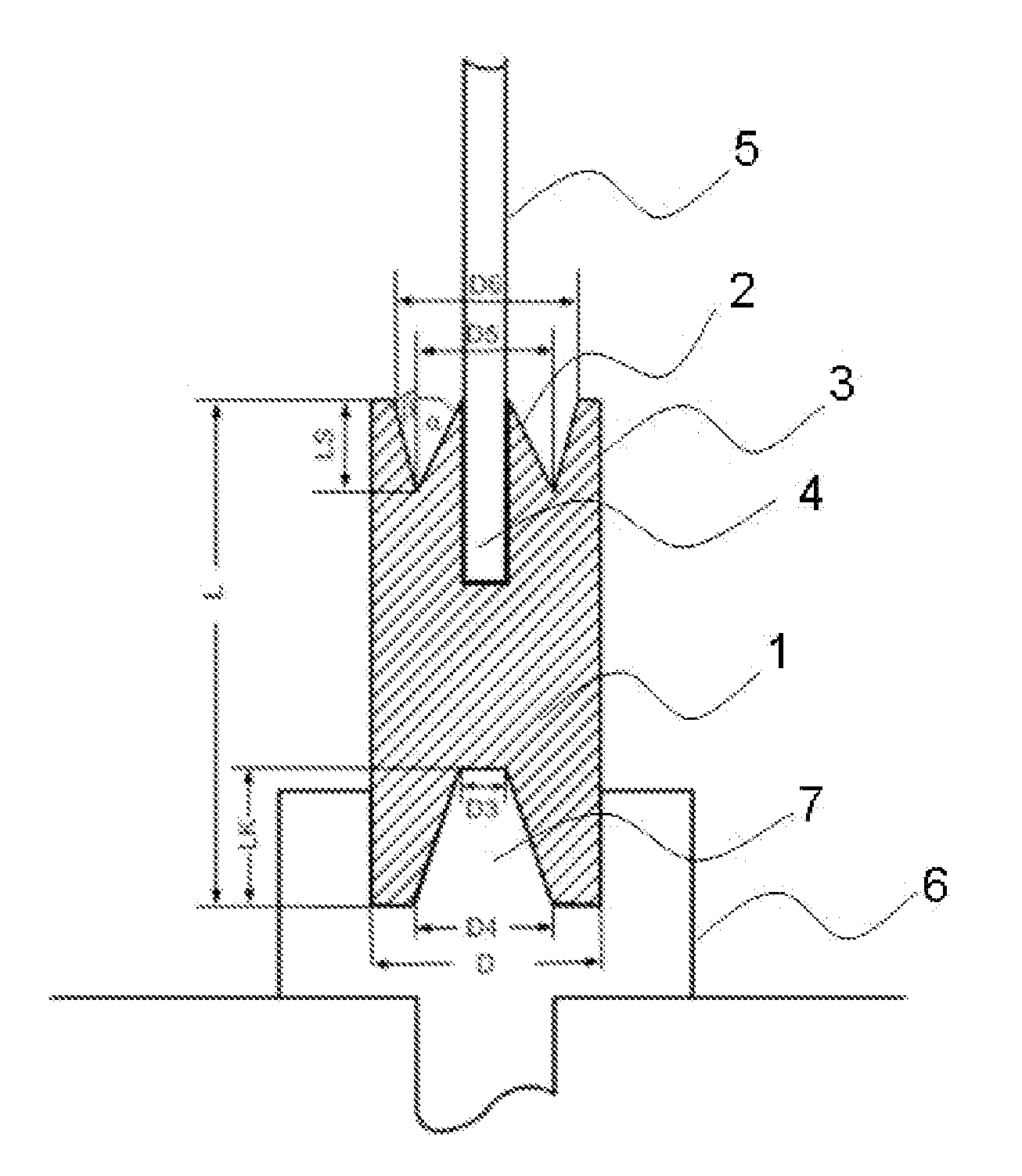 Conical graphite electrode with raised edge