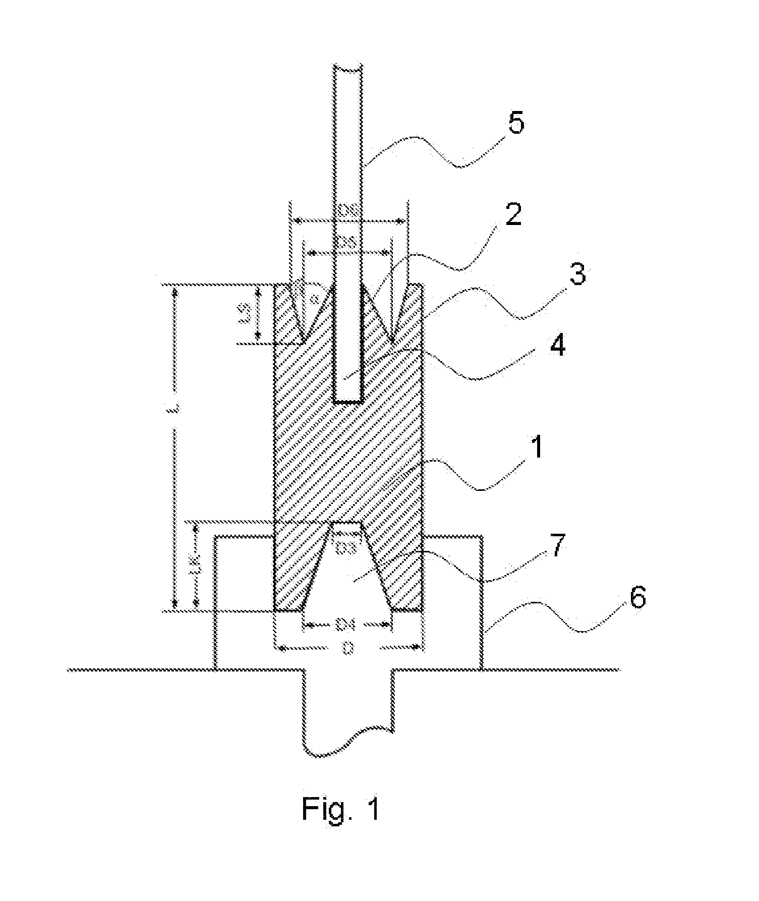 Conical graphite electrode with raised edge