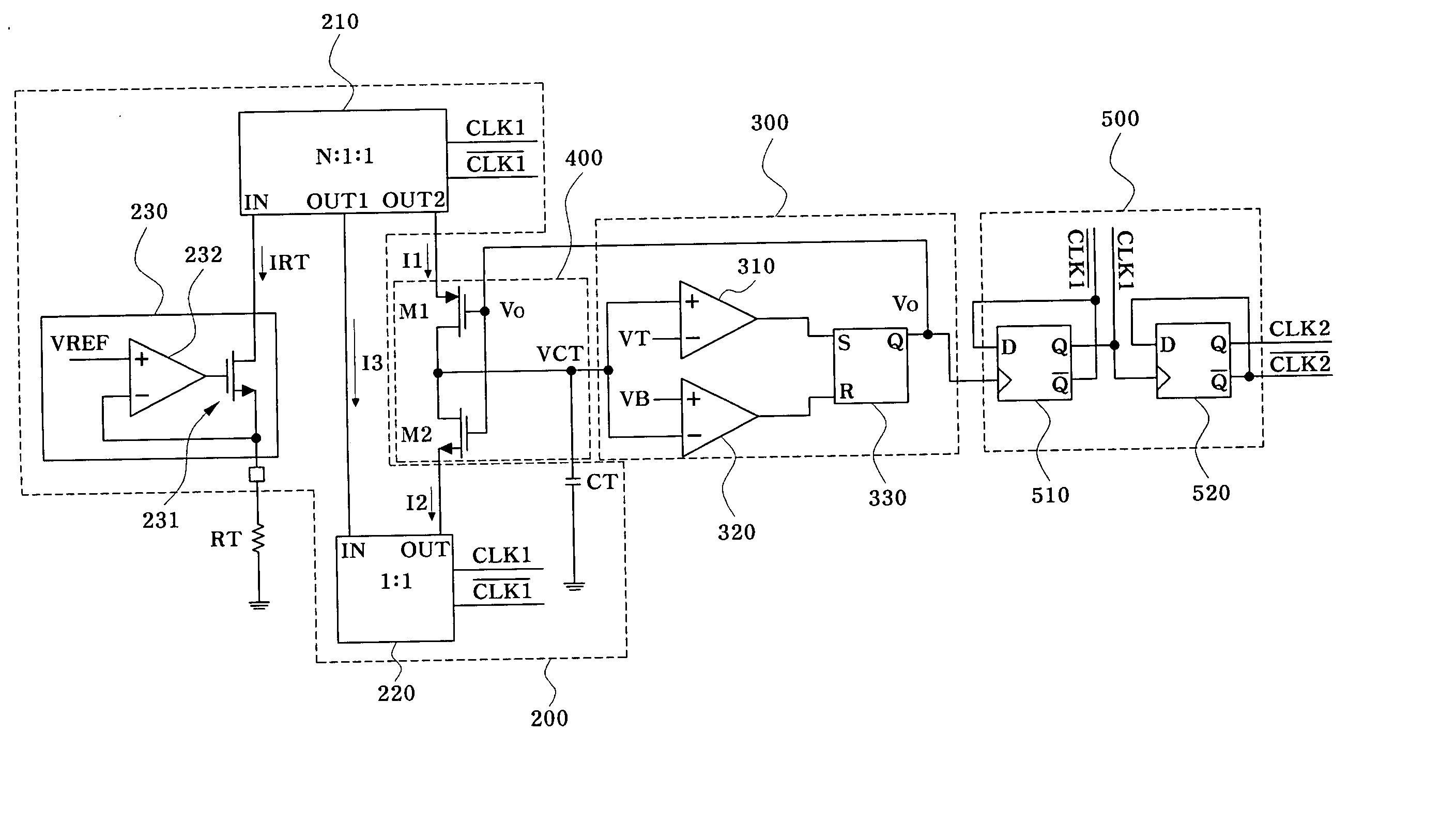 RC oscillator integrated circuit including capacitor