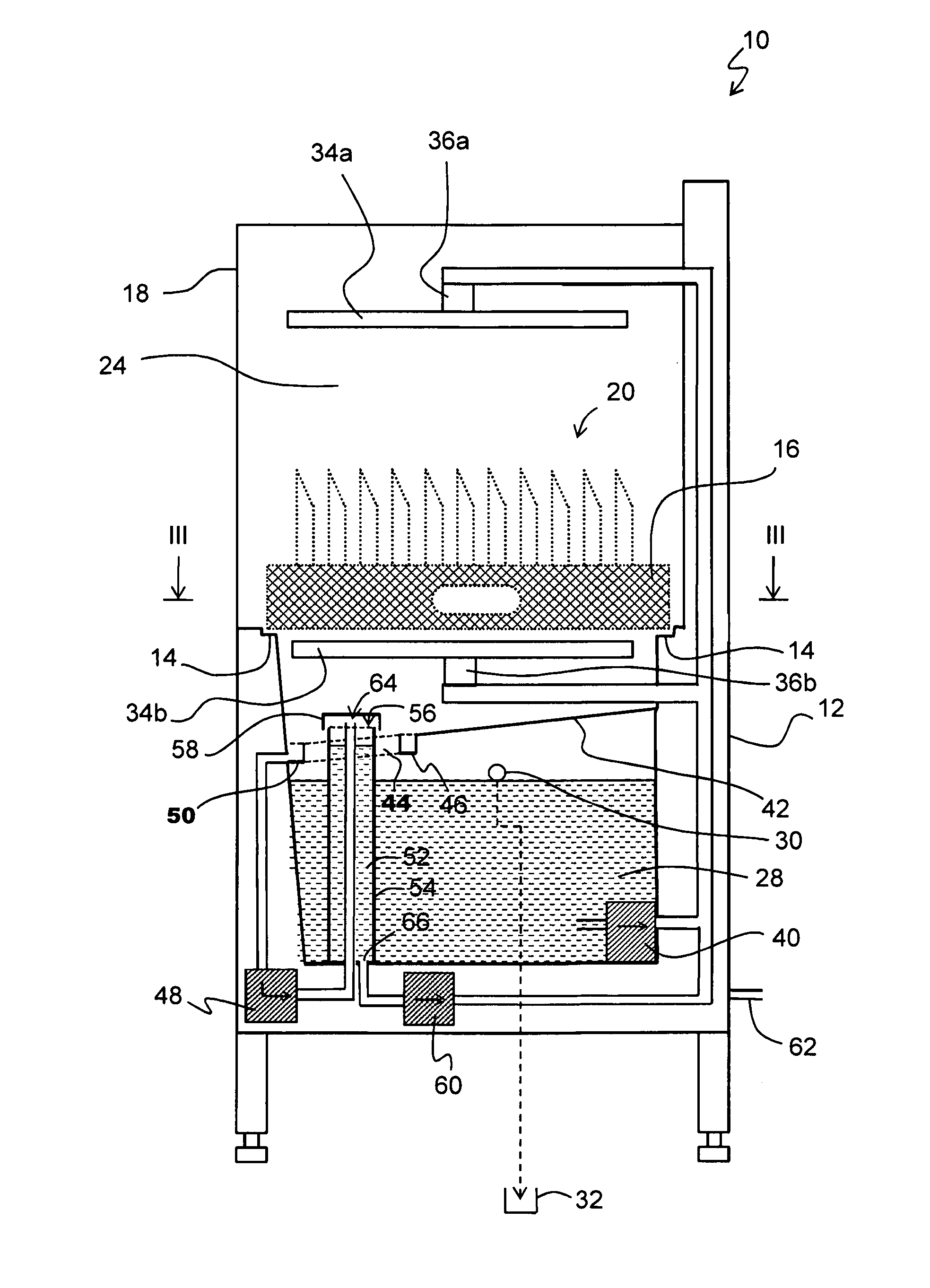 Dishwasher, and process for rinsing of wash items