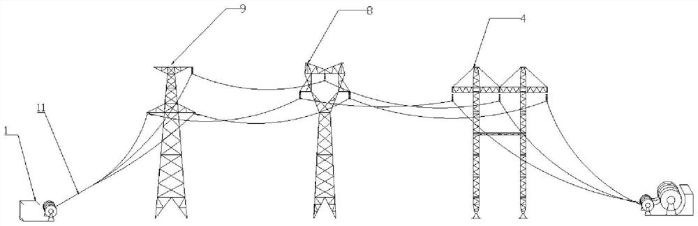 Power transmission line group tower wiring practical training model and system