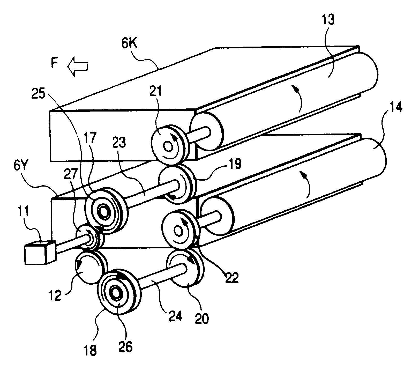 Image forming apparatus including drive transmission member including gears and shafts