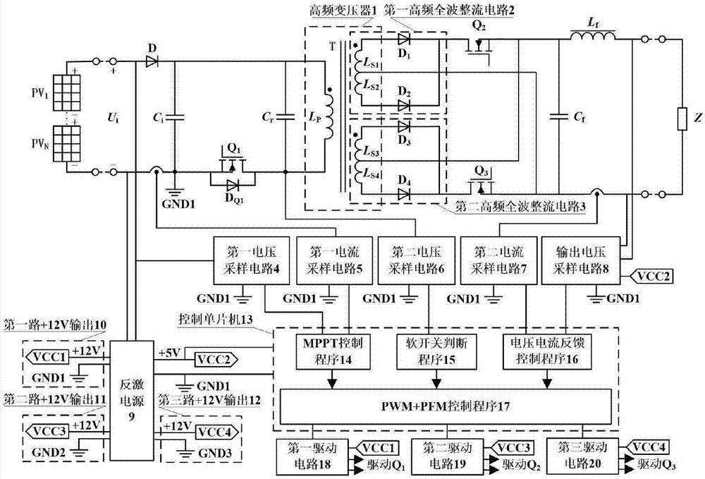 Monopole-type photovoltaic off-network inverter and control method thereof