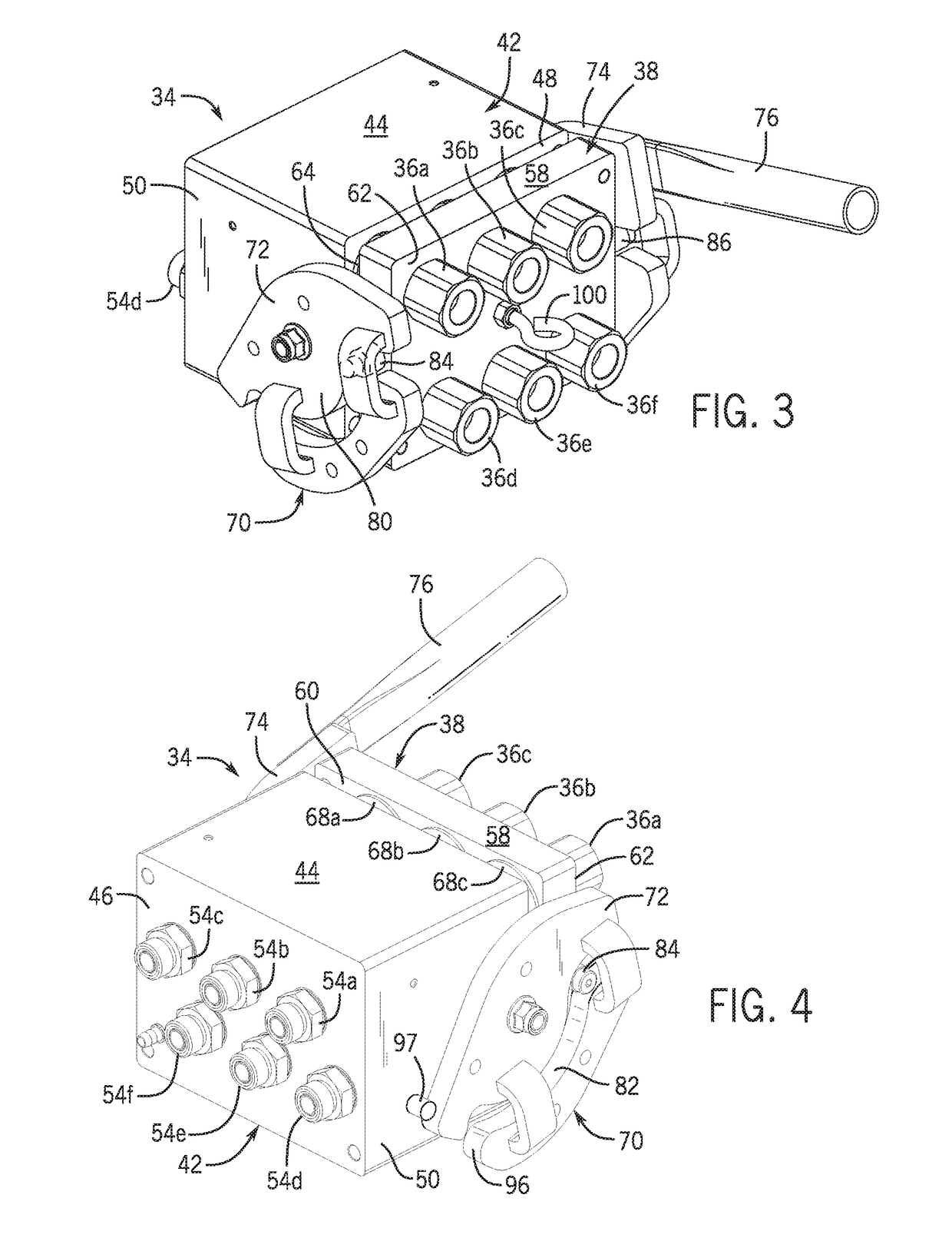 Work vehicle multi-coupler with breakaway feature