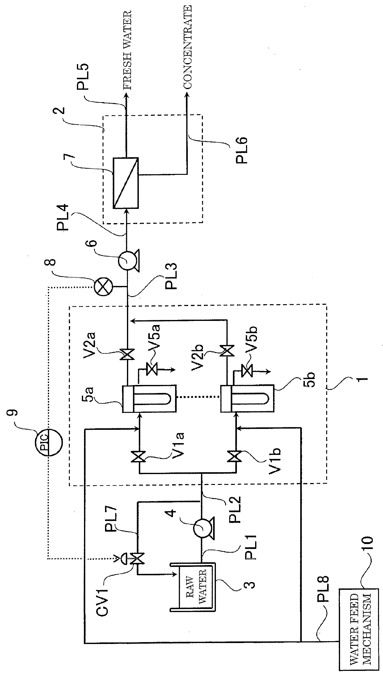 Fresh water production device and method for operating fresh water production device