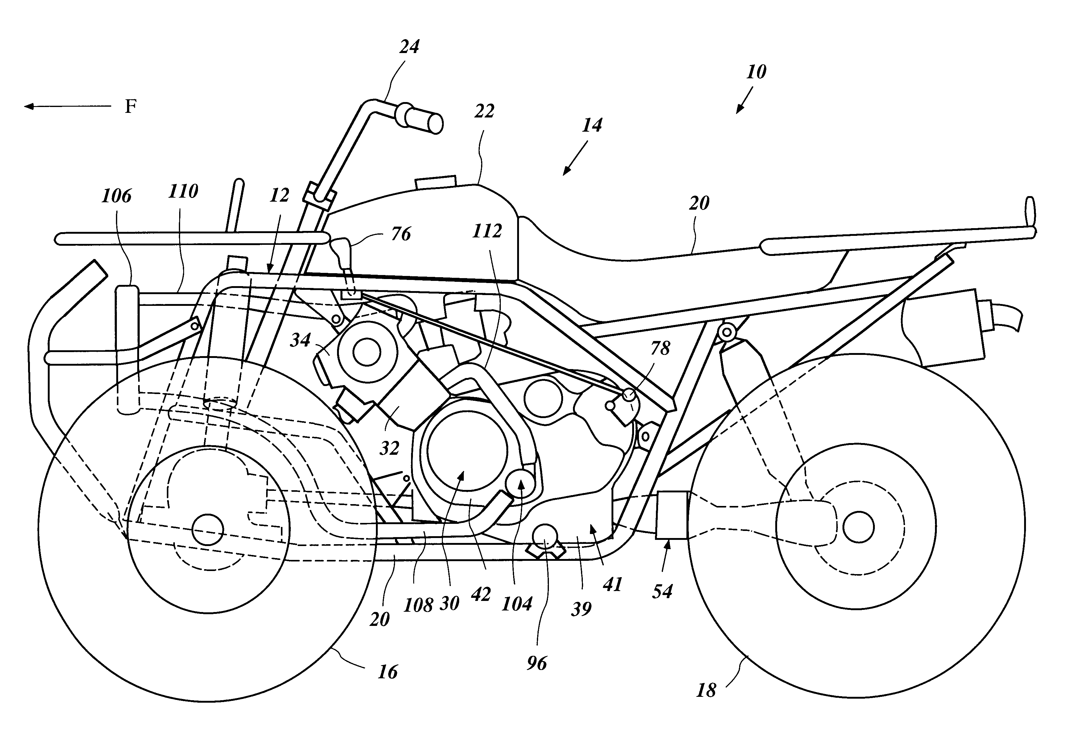 Cooling arrangement for all terrain vehicle