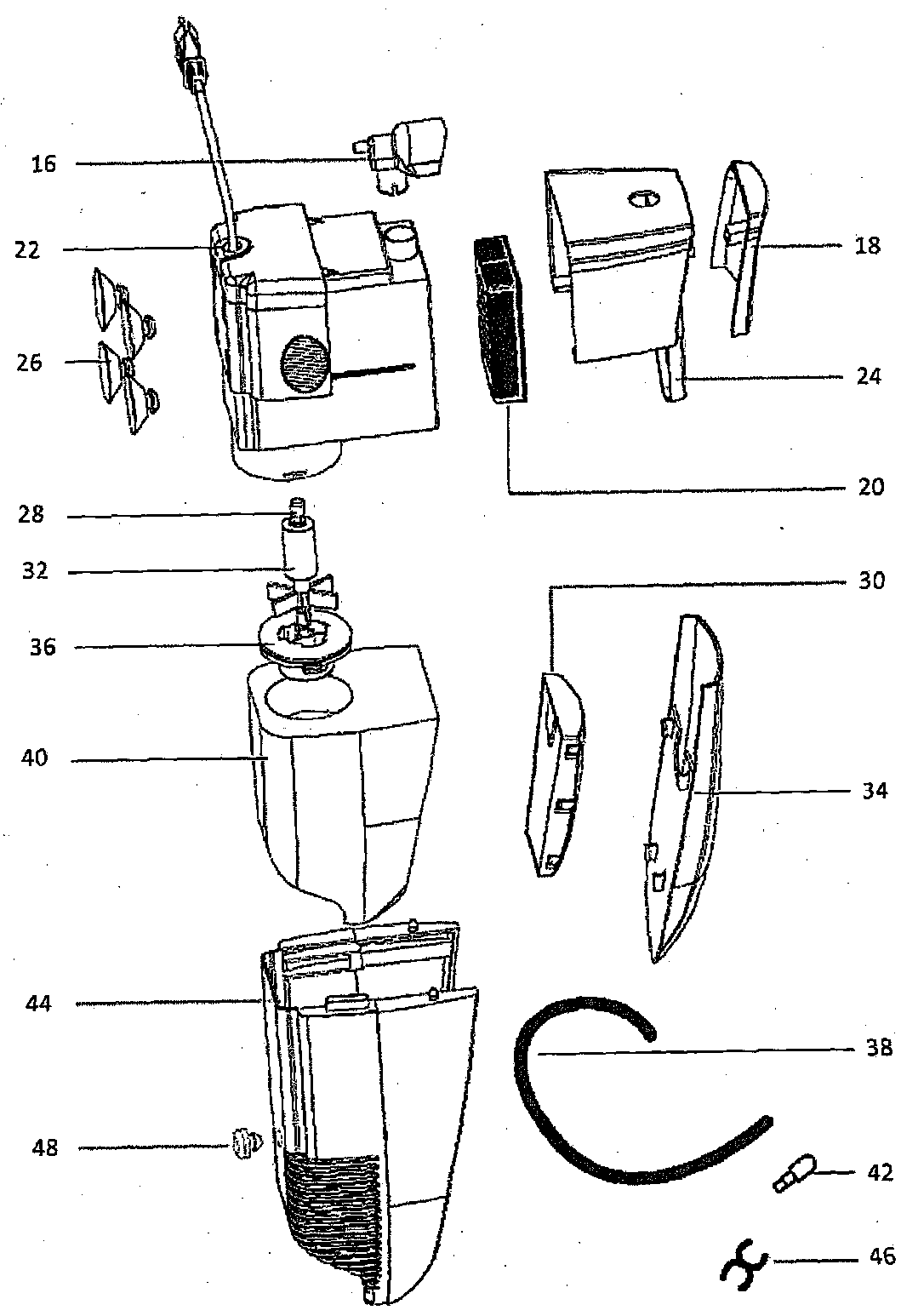 Device for purifying water in an aquarium