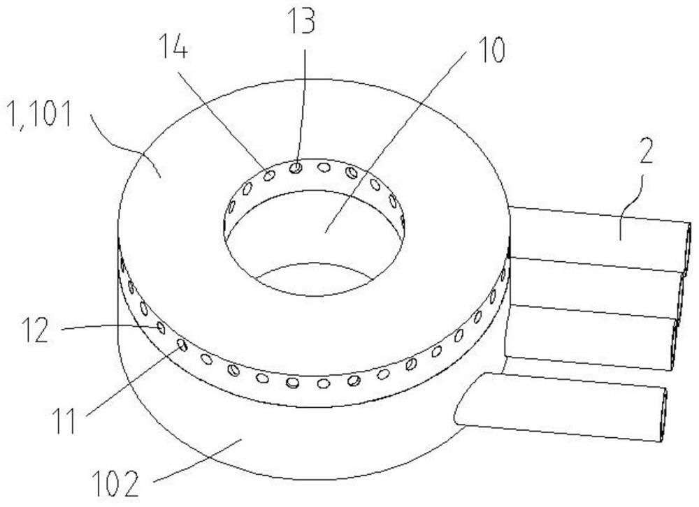 Burner with outer outer peripheral soft fire, stove and control method